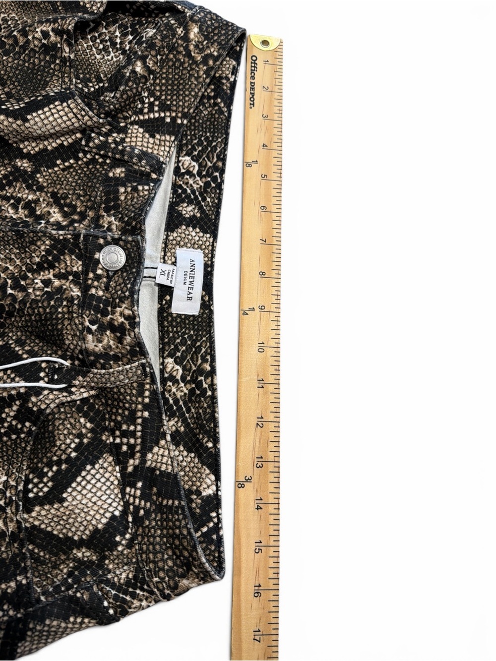 Anniewear Barrel Snake Print Pants Size XL Black Brown High Rise Cropped NEW - Picture 12 of 13